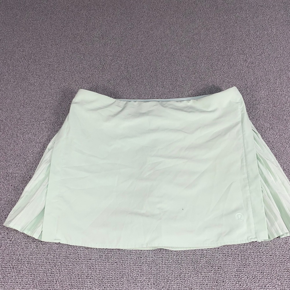 Lululemon Pace Rival Skirt Womens 10 Mint Green Pleated Athletic Tennis Skort